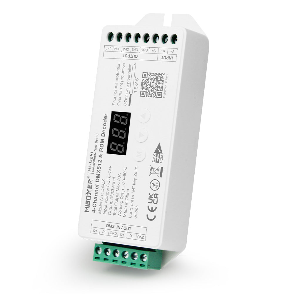 RGBW DMX-dekooderi D4-CX 12-24VDC 4 kanavaa, tuotekuva