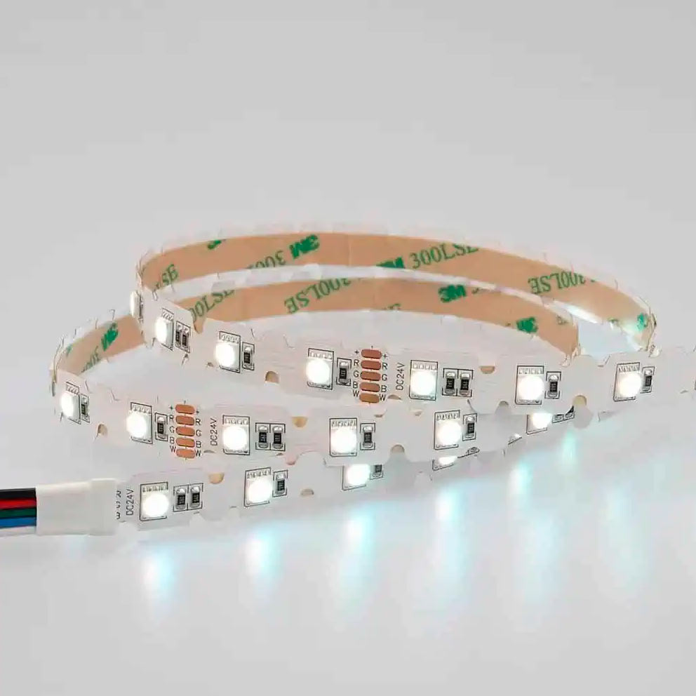 RGBW LED-nauha 24V, 14,4W/m monivärinen LED-nauha, sivulle taipuisa S-type 5m, sisäkäyttöön.