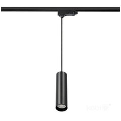 Riippuva S-LINE LED-kiskovalaisin 3-vaihekiskoon, musta (GU10 polttimolle) mustalla johdolla ja modernilla muotoilulla.