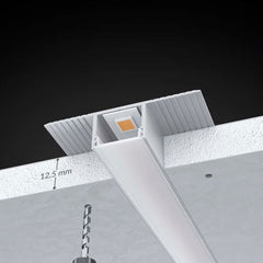 SIIPI14-IN LED-profiili 2m, TRIMLESS uppoasennus kipsilevykatossa, trimless LED-alumiinoprofiili