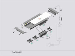 FLAT8 H/UX kokoonpano ja osat, sisältäen kiinnityselementit ja johdot
