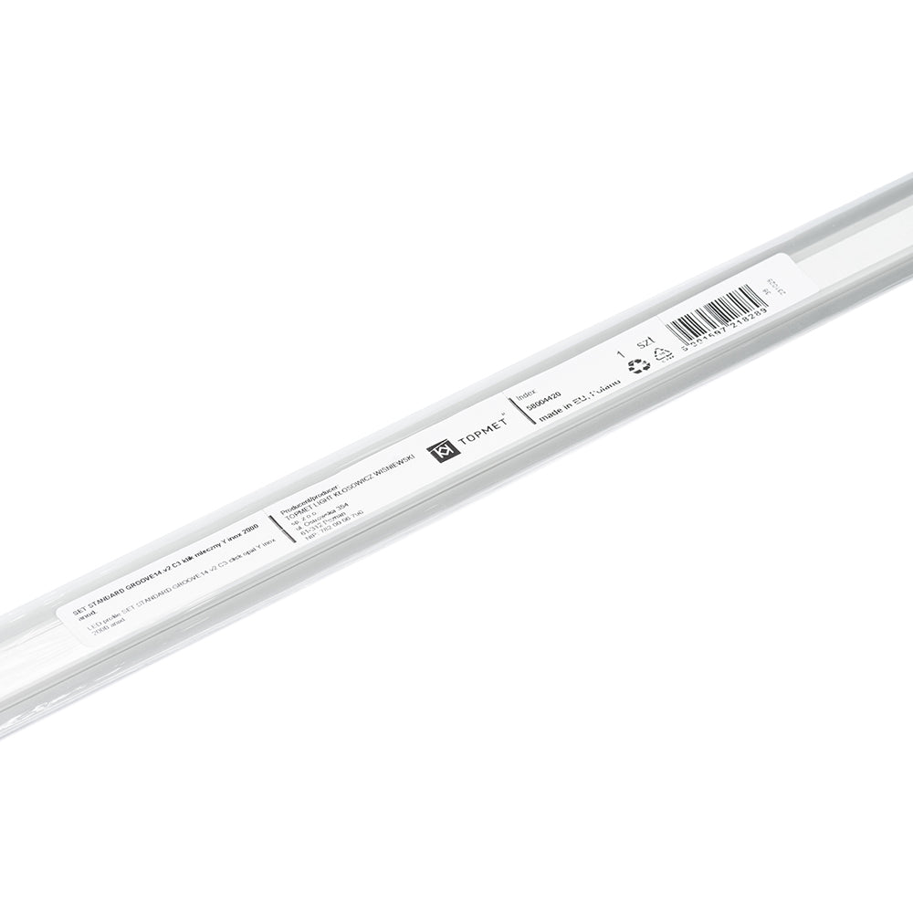 URA14.V2 LED-profiilisetti anodisoitu, 2m, pakkauksen kansikuva ja yksityiskohtia.