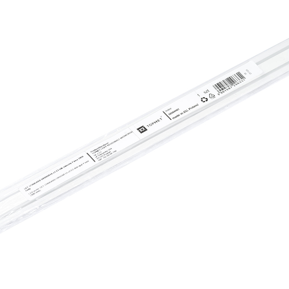 URA14.V2 valkoinen LED-profiilisetti, pakkauksen takapuoli, jossa tuotekuvaus ja viivakoodi.