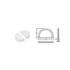 D9 diffuusorin päätypalat, kaarevat muoviset päätypalat valkoisena, mitat 33,4 x 20 mm.