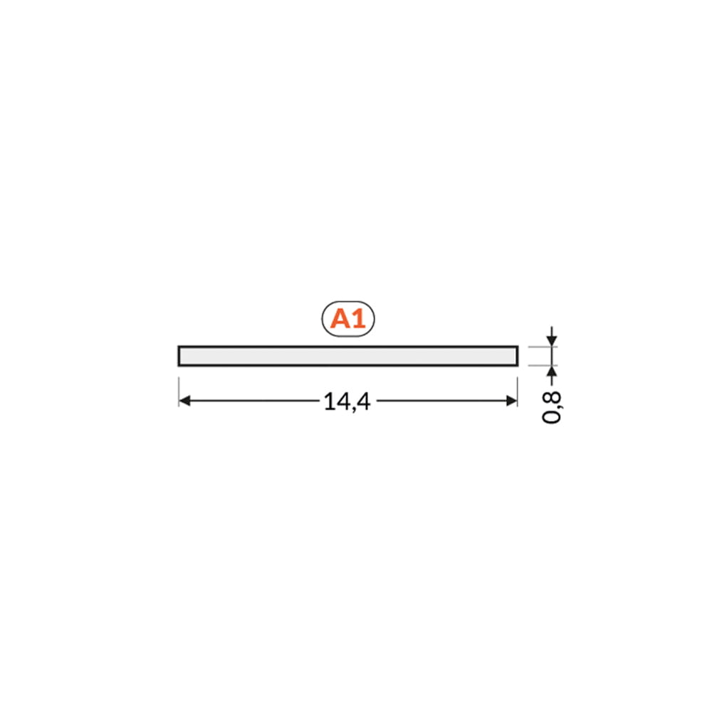 liu'utettava A1 diffuusori LED-profiilille mitat 14,4 cm ja 0,8 cm