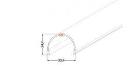 D9 diffuusorin päätypalat, kaareva muovinen päätypala, mittaus 24,4mm x 33,4mm, valkoinen