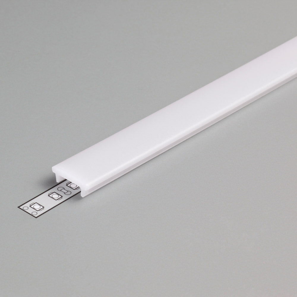 Erikoisvahva LED-diffuusori 2m, kestävä kansi lattia-LED-profiiliin, väri opaali/maito.