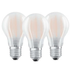 E27 LED-lamppu 2700K Osram - 3kpl filament huurrekuvulla, lämmin valonsävy.