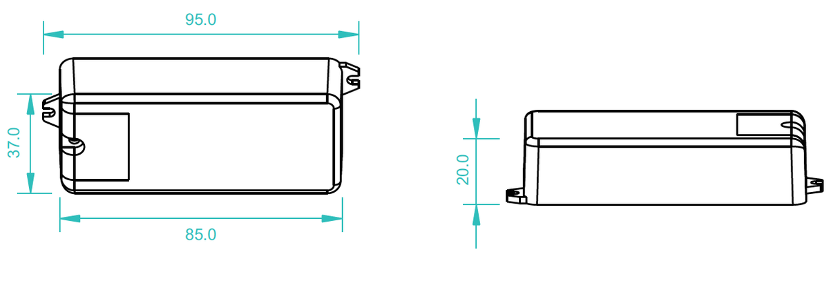 IR sensori kytkin/himmennin 12-36V mitat, 95x37x20mm, LED-himmennin keittiön valaistukseen