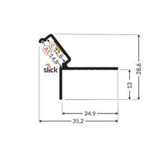 HOHDE12 alaslaskettava LED-profiili tekniset tiedot ja mitat, alumiininen profiili alaslasketulle katolle.