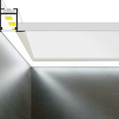 KEHYS14 LED-profiili 2m upotettuna katon ja seinän risteykseen, LED-profiili valaistukseen.