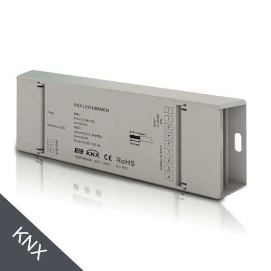 KNX himmennin yksivärisille LED-valoille, 4 kanavaa, 5A, vakiojännite, LED-ohjain