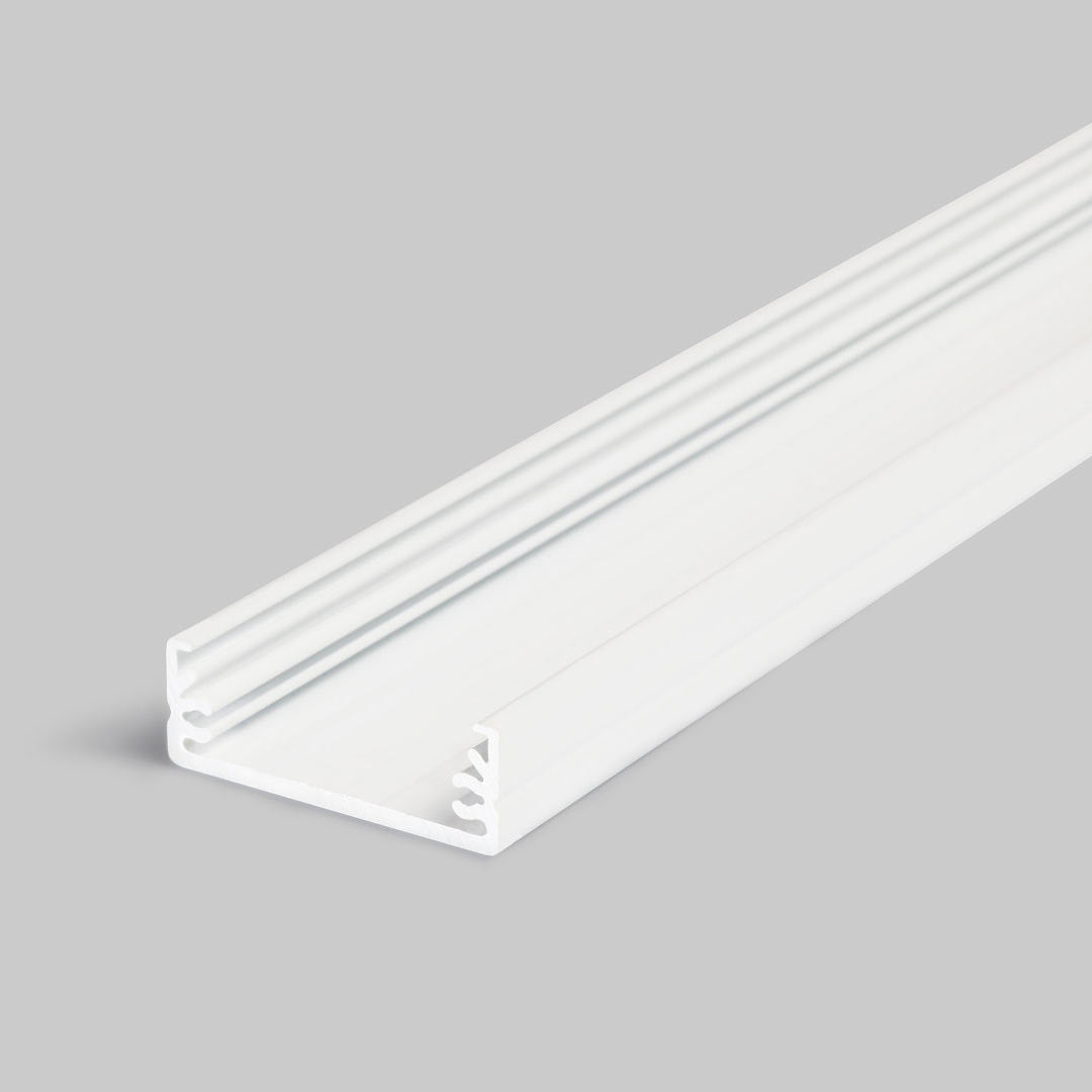 Leveä LED-profiili 2m alumiinilista, pinta-asennettava, valkoista väriä.