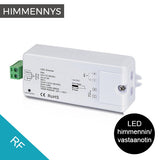 Langaton LED-himmennin 1-kanavinen, RF-sarjan vastaanotin 12-36V 8A, portaattoman himmennyksen mahdollisuus.