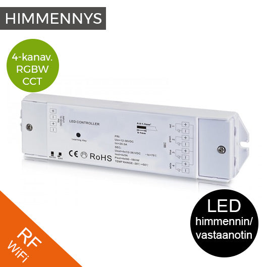 langaton LED-vastaanotin RGBW CCT, 4-kanavainen himmennin ja ohjain