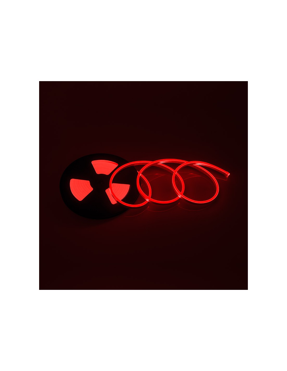Kosteussuojattu punainen neon LED-valonauha 0612, 12W/m, IP65, 5m rullalla.
