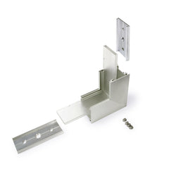 LINJA20 LED-profiilin kulmapala, 90° kulmapala, sisältää metalliosat ja kiinnikkeet.