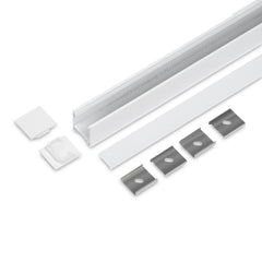 LINJA20 LED-profiilisetti valkoinen, 2m, sisältää alumiiniprofiilit ja osat moderniin valaistukseen.