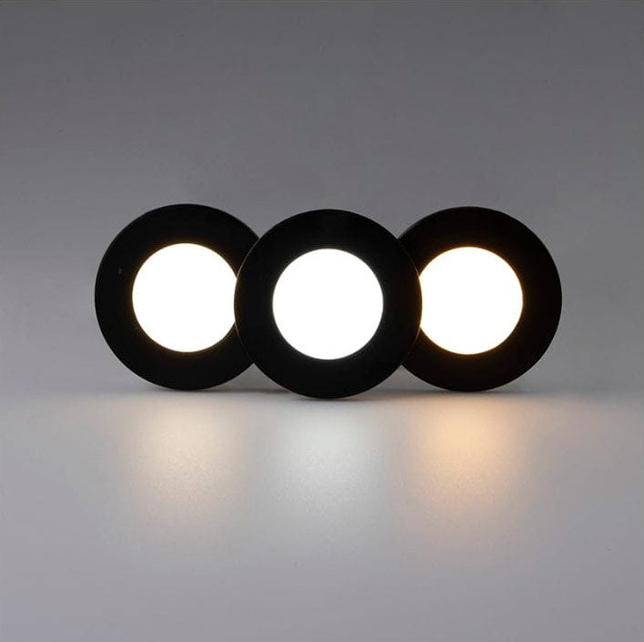 3 kpl 2,8W 12V LED-kalustevalaisin MAGNETO musta, 260lm CRI80, IP20, himmennettävä, moderni valaistusratkaisu.