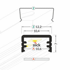MINI8 LED-profiili 2m mitat, alumiiniprofiilin rakenne ja dimensiot