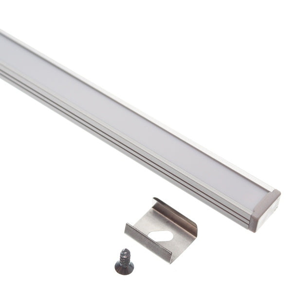MINI8 LED-profiili 2m, pinta-asennettava alumiiniprofiili ja seinäkiinnike.