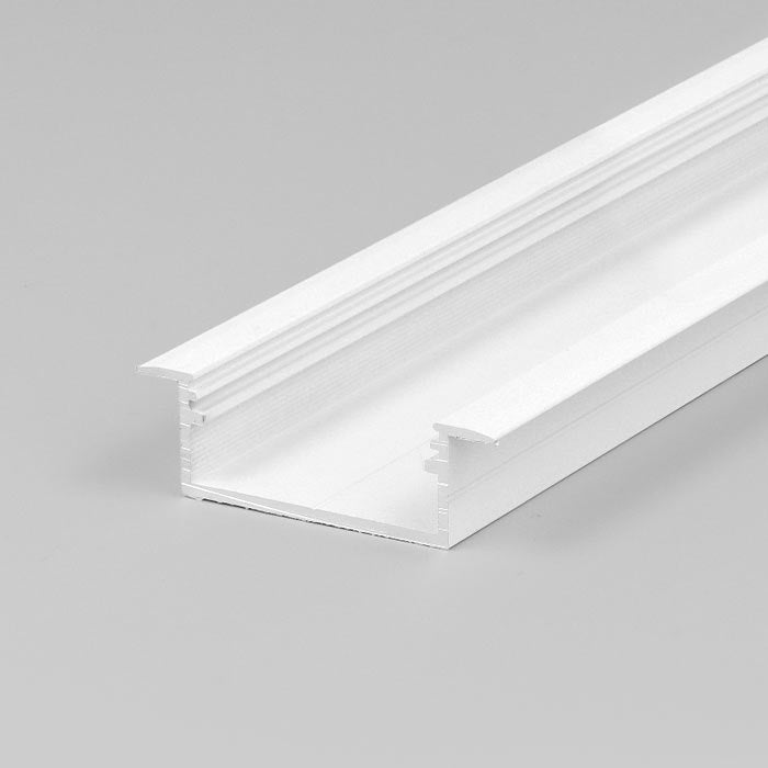 up pose n nettava LED-profiili, valkoinen, matala malli, 2000mm, tilaa LED-nauhoille, MONI30-06