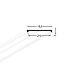 ISO profiilien muuntajakotelon kansi, mitat 33,4mm x 29,8mm x 3mm, tekninen piirustus.