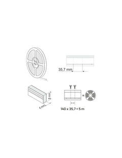NEON FLEX 4x8mm - 6,2W/m 24V LED-valonauha SIDE BEND 5m - kosteussuojattu LED-valonauha 24V teknisiä tietoja