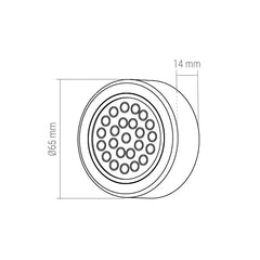Kuvan mitat kullanvärinen LED-kalustevalaisin OVAL, halkaisija 65 mm, korkeus 14 mm.