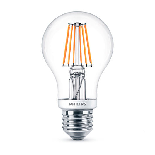 Philips 7.5W E27 LED-lamppu, lämmin valonsävy 2700K, energiatehokas ja pitkäikäinen.