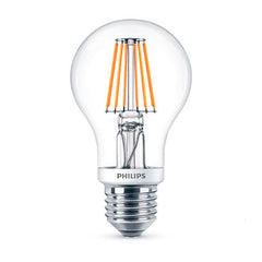 Philips 7.5W E27 LED-lamppu, lämmin valonsävy 2700K, energiatehokas ja pitkäikäinen.