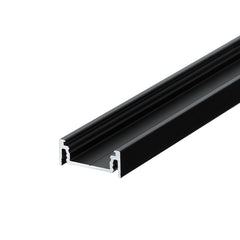 matala LED-profiili LED-nauhalle, musta alumiiniprofiili, 2 metrin pituus