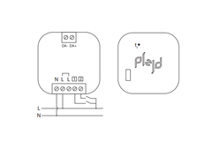 Plejd DAL-01 Bluetooth DALI-ohjain valaistukselle, tekniset piirustukset laitteen liitännöistä.