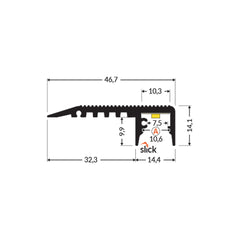 porras10 DOWN-led-profiili-mittakuva