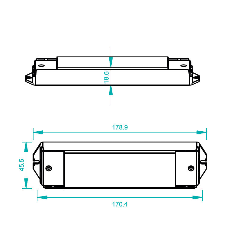 4in1 LED vastaanotin RF WiFi 4-kanav. CCT LED-nauhoille 12-36V 4x5A, mitat ja tekniset tiedot.