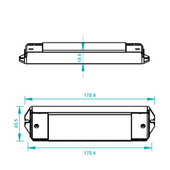 4in1 LED vastaanotin RF WiFi 4-kanav. CCT LED-nauhoille 12-36V 4x5A, mitat ja tekniset tiedot.