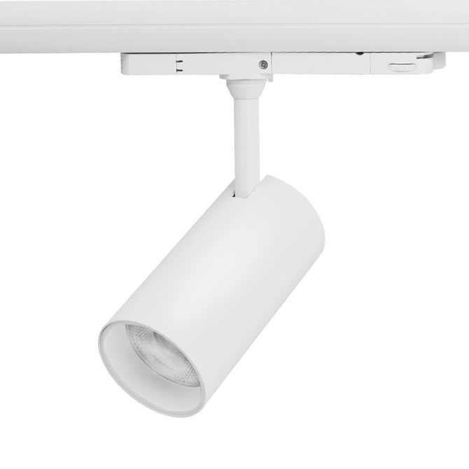 Valkoinen 30W CCT LED-kiskovalaisin Zigbee, 3-vaihekiskoon, säädettävä valoteho 2000lm.