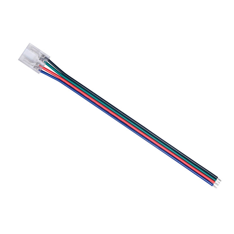 RGB LED-nauhan liitin 10mm, johdoilla ja liittimellä 10mm leveille RGB COB LED-nauhoille.