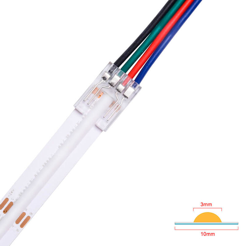 COB 10mm pisteettömän RGB LED-nauhan liitin, johdot ja liitin, nyttemmin RGB LED-nauhan liitin 10mm.