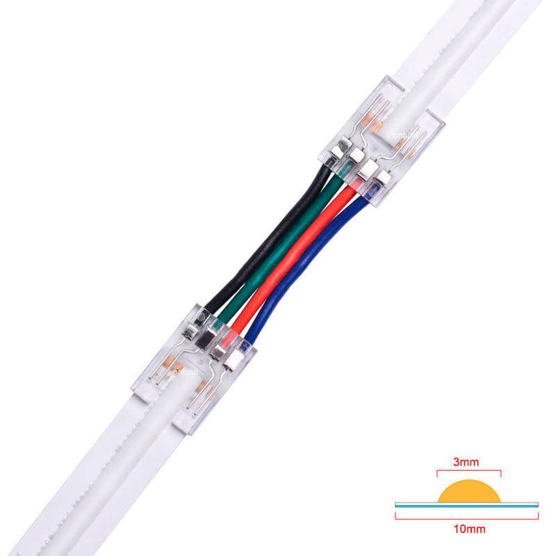 COB 10mm pisteettömän RGB LED-nauhan jatkoliitin, liittimet ja 13cm välijohdot