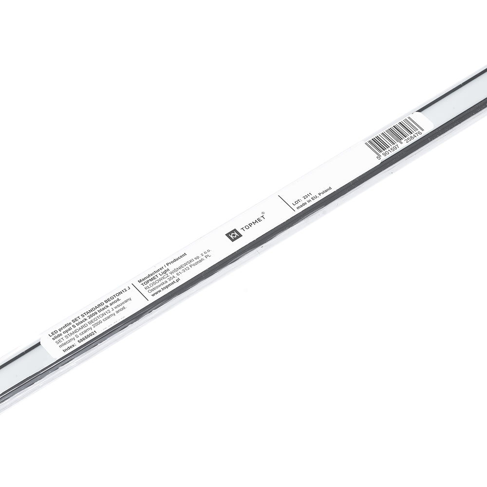 SUORA12 LED-profiilisetti musta, 2m pitkät LED-profiilit, alumiininen pinta-asennettavaksi.