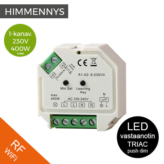 TRIAC himmennin vastaanotin 400W pieni RF WiFi laite himmennettävien valaisimien ohjaukseen