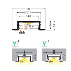 URA14.v2 LED-profiili, lähikuva