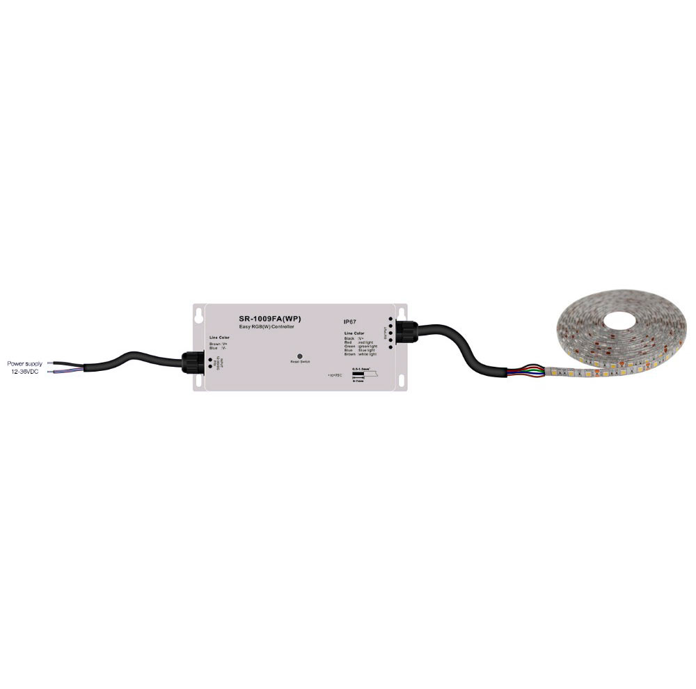 Langaton LED vastaanotin IP67 ja LED-nauha, 4-kanavainen RGBW säädin ulkokäyttöön.
