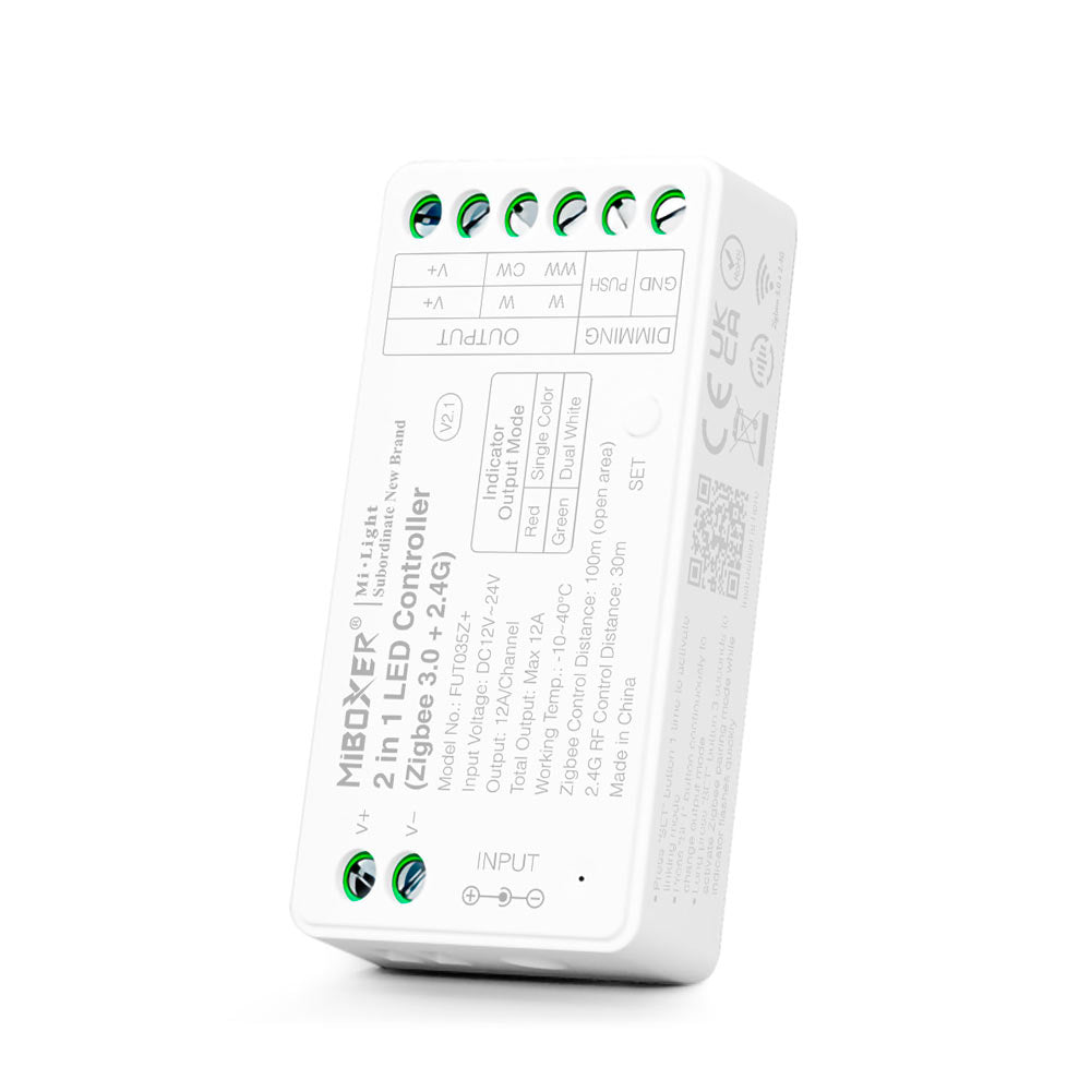 Langaton ZigBee LED-ohjain, 2 in 1 - Miboxer FUT035Z+, yhteensopiva Zigbee 3.0 kanssa.