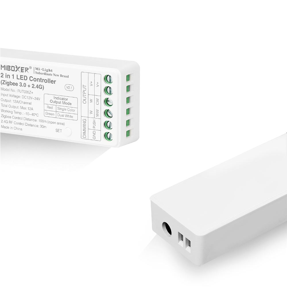 Langaton ZigBee LED-ohjain Miboxer FUT035Z+, 2-kanav, 12-24V, CCT LED-nauhoille
